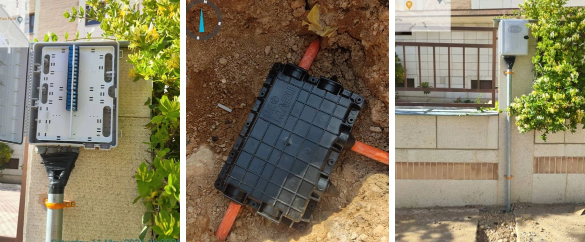 اجرای شبکه فیبر نوری خانگی FTTH شهر صدرا شیراز